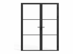 Outlet Vente-unique Bloque de puerta doble reversible - vidrio templado - 2 x Alt. 204 x An. 83 cm - - MASERU Negro