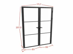 Outlet Vente-unique Bloque de puerta doble reversible - vidrio templado - 2 x Alt. 204 x An. 83 cm - - MASERU Negro