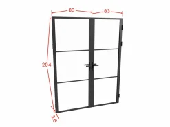 Outlet Vente-unique Bloque de puerta doble reversible - vidrio templado - 2 x Alt. 204 x An. 83 cm - - MASERU Negro