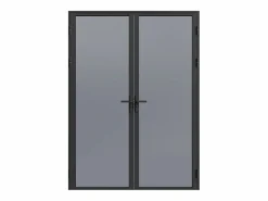 Vente-unique Bloque de puerta doble reversible de vidrio templado ahumado - 2 x Alt. 204 x An. 83 cm - LOXTON