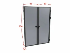 Vente-unique Bloque de puerta doble reversible de vidrio templado ahumado - 2 x Alt. 204 x An. 83 cm - LOXTON
