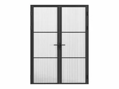 Vente-unique Bloque de puerta doble reversible - vidrio texturizado - 2 x Alt. 204 x An. 83 cm - - MASERU