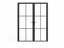 Online Bloque de puerta doble reversible de aluminio y vidrio templado - Alt. 204 x An. 2 x 73 cm - SEROTO Puerta Con Marco