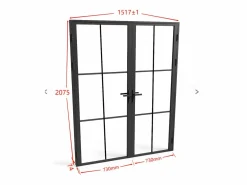 Online Bloque de puerta doble reversible de aluminio y vidrio templado - Alt. 204 x An. 2 x 73 cm - SEROTO Puerta Con Marco