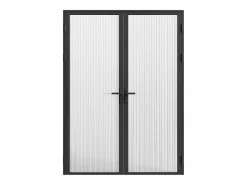 Sale Vente-unique Bloque de puerta doble reversible - vidrio texturizado - 2 x Alt. 204 x An. 73 cm - - LOXTON Negro