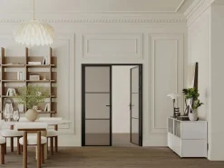 Online Vente-unique Bloque de puerta doble reversible - vidrio ahumado - 2 x Alt. 204 x An. 83 cm - - MASERU Negro