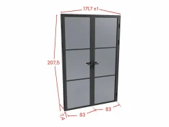 Online Vente-unique Bloque de puerta doble reversible - vidrio ahumado - 2 x Alt. 204 x An. 83 cm - - MASERU Negro