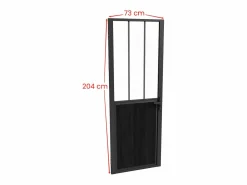 Hot Vente-unique Bloque de puerta estilo taller reversible de aluminio, MDF y vidrio templado - Alt. 204 x An. 73 cm - ERMELO Negro