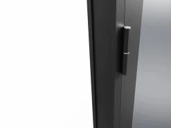 Vente-unique Bloque de puerta reversible de aluminio y vidrio templado ahumado - Alt. 204 x An. 73 cm - - LOXTON