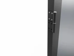 Vente-unique Bloque de puerta reversible de aluminio y vidrio templado ahumado - Alt. 204 x An. 73 cm - - LOXTON