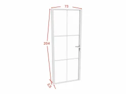 Vente-unique Bloque de puerta reversible de aluminio y vidrio templado - Alt. 204 x An. 73 cm - SEROTO