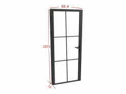 Clearance Vente-unique Bloque de puerta reversible de aluminio y vidrio templado - Alt. 204 x An. 83 cm - SEROTO Negro