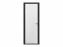 Sale Vente-unique Bloque de puerta reversible - aluminio y vidrio templado - Alt. 204 x An. 83 cm - - LOXTON Negro