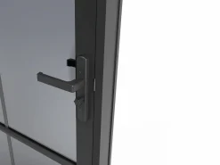 Vente-unique Bloque de puerta reversible de aluminio y vidrio templado ahumado - Alt. 204 x An. 83 cm - - SEROTO