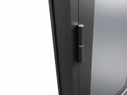 Vente-unique Bloque de puerta reversible de aluminio y vidrio templado ahumado - Alt. 204 x An. 83 cm - - SEROTO