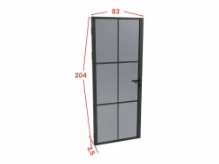 Vente-unique Bloque de puerta reversible de aluminio y vidrio templado ahumado - Alt. 204 x An. 83 cm - - SEROTO