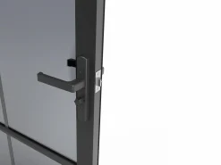 Vente-unique Bloque de puerta reversible de aluminio y vidrio templado ahumado - Alt. 204 x An. 83 cm - - SEROTO
