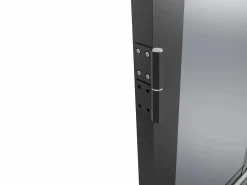 Vente-unique Bloque de puerta reversible de aluminio y vidrio templado ahumado - Alt. 204 x An. 83 cm - - SEROTO