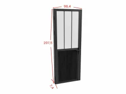 Vente-unique Bloque de puerta reversible , vidrio templado translúcido estilo taller, Alt. 204 x An. 93 cm, ERMELO