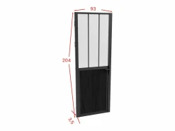 Vente-unique Bloque de puerta reversible , vidrio templado translúcido estilo taller, Alt. 204 x An. 93 cm, ERMELO