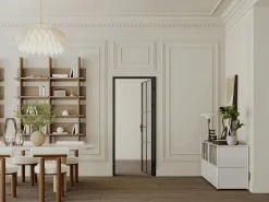 Outlet Vente-unique Bloque de puerta reversible de aluminio y vidrio templado ahumado - Alt. 204 x An. 73 cm - - SEROTO Negro