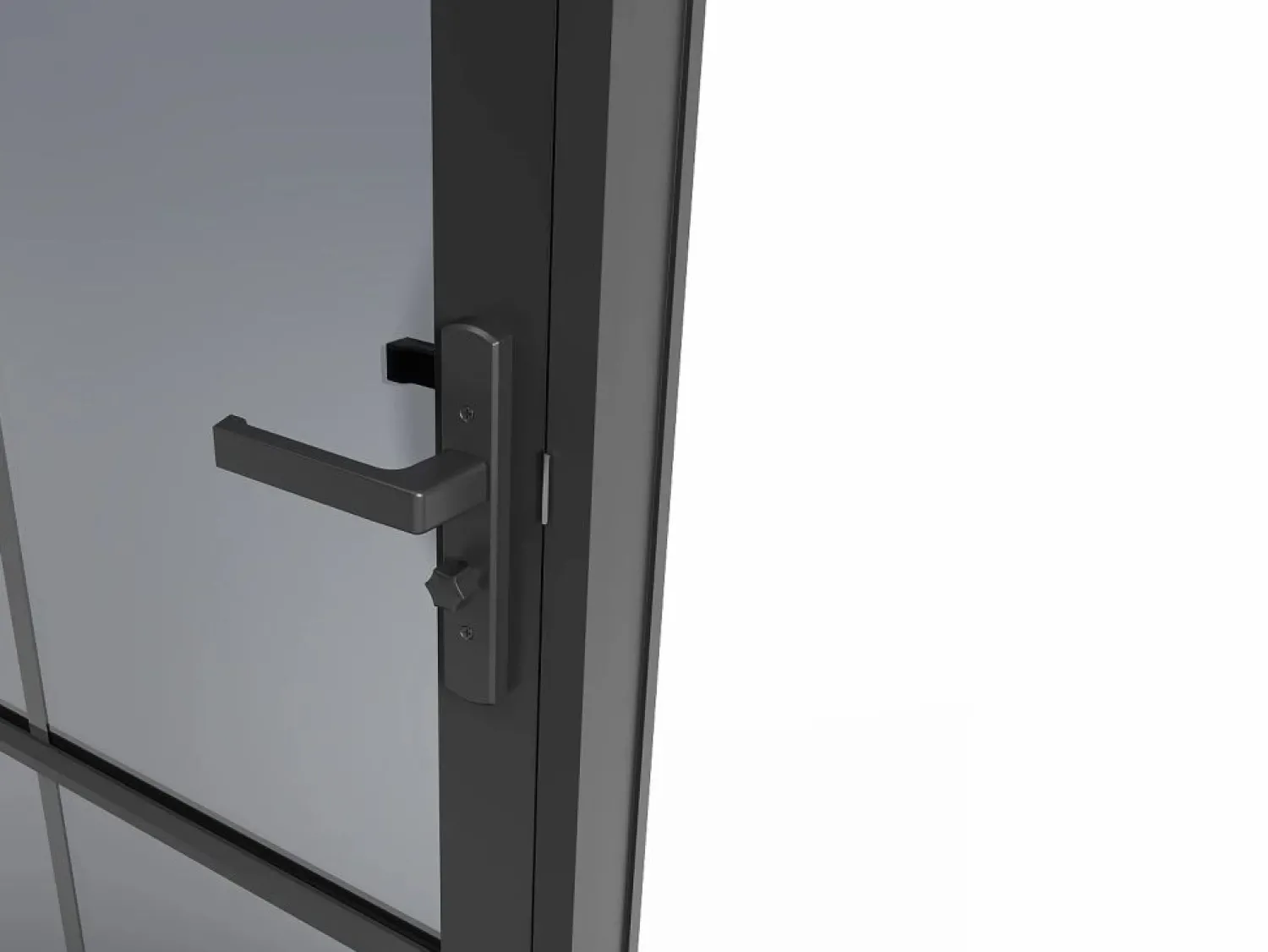 Outlet Vente-unique Bloque de puerta reversible de aluminio y vidrio templado ahumado - Alt. 204 x An. 73 cm - - SEROTO Negro