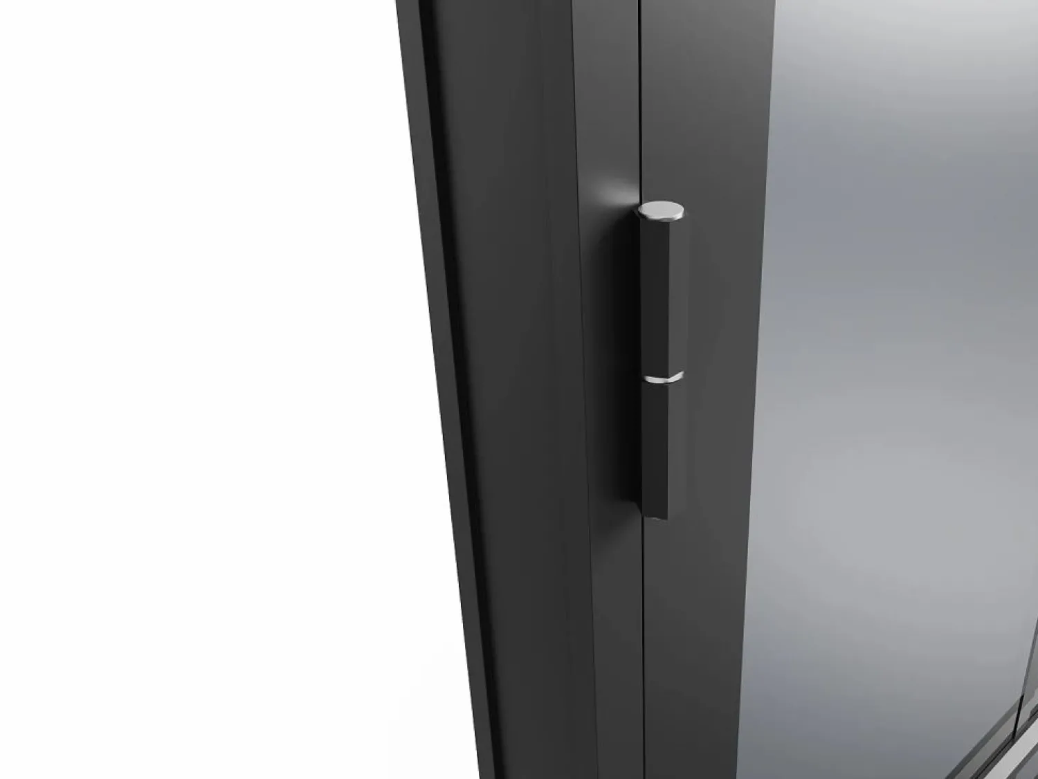 Outlet Vente-unique Bloque de puerta reversible de aluminio y vidrio templado ahumado - Alt. 204 x An. 73 cm - - SEROTO Negro