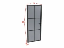 Outlet Vente-unique Bloque de puerta reversible de aluminio y vidrio templado ahumado - Alt. 204 x An. 73 cm - - SEROTO Negro