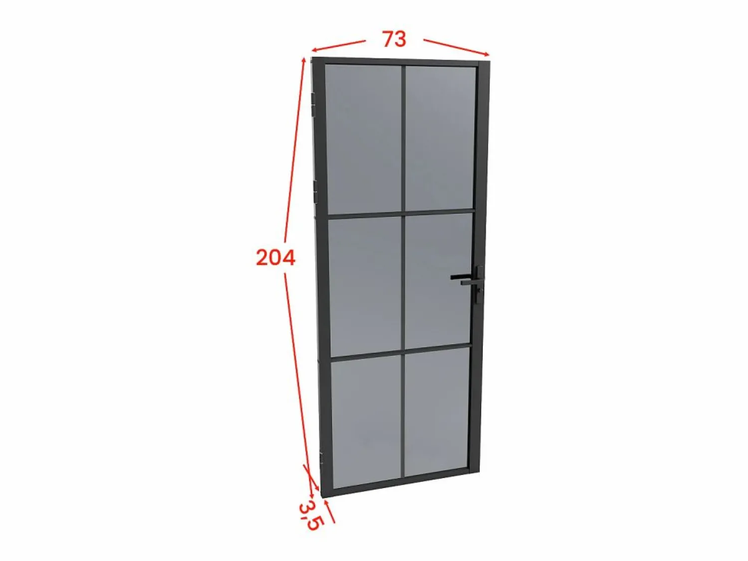 Outlet Vente-unique Bloque de puerta reversible de aluminio y vidrio templado ahumado - Alt. 204 x An. 73 cm - - SEROTO Negro