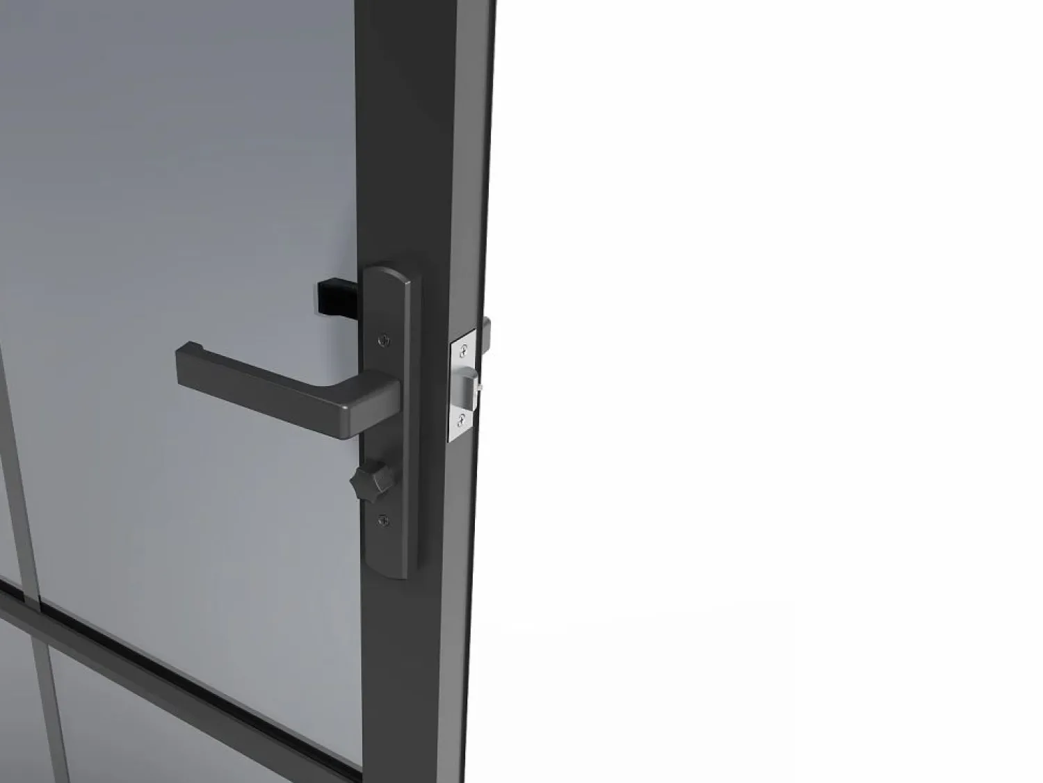 Outlet Vente-unique Bloque de puerta reversible de aluminio y vidrio templado ahumado - Alt. 204 x An. 73 cm - - SEROTO Negro