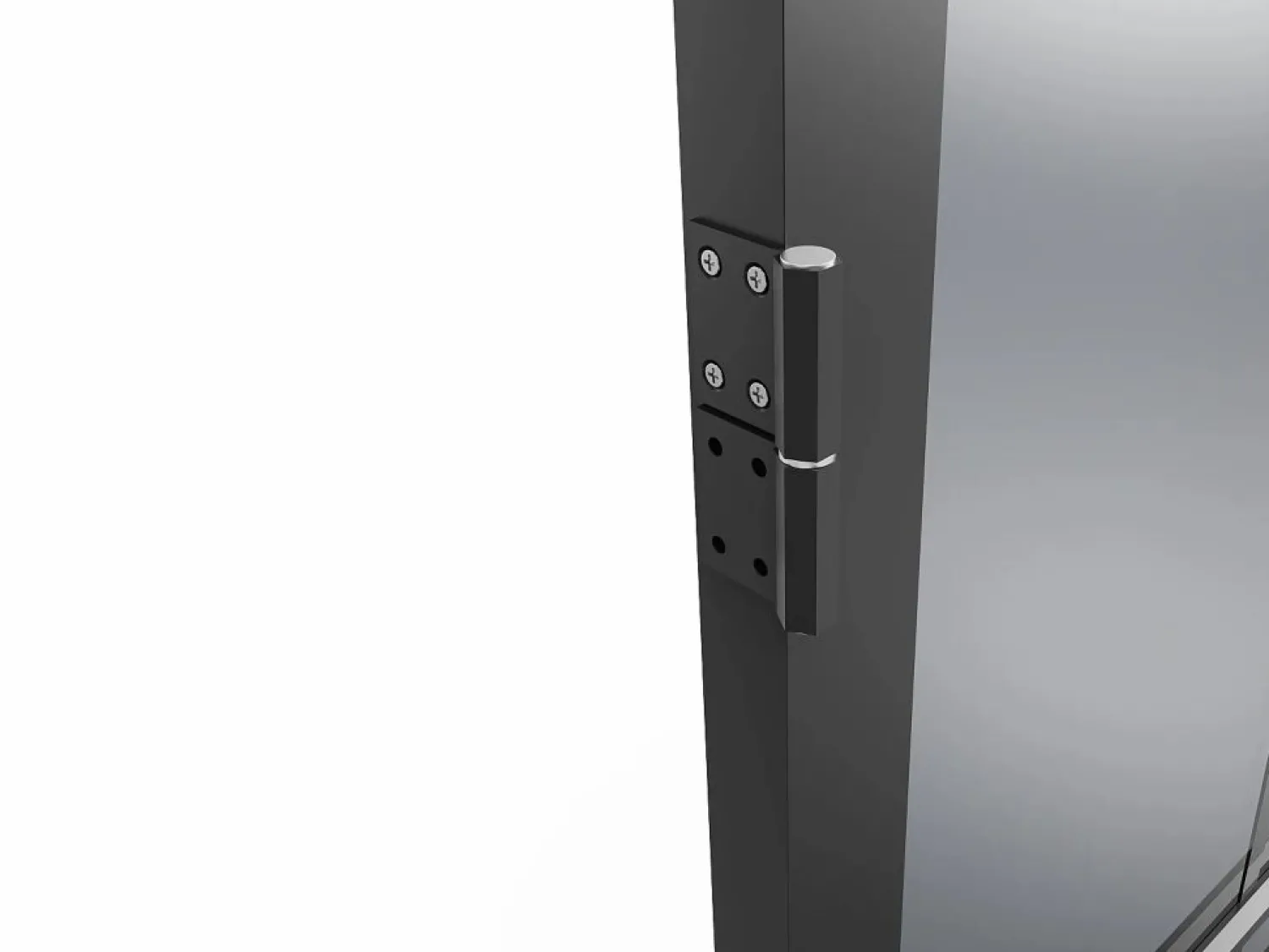 Outlet Vente-unique Bloque de puerta reversible de aluminio y vidrio templado ahumado - Alt. 204 x An. 73 cm - - SEROTO Negro