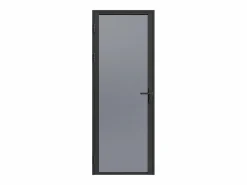 Hot Vente-unique Bloque de puerta reversible de aluminio y vidrio templado ahumado - Alt. 204 x An. 83 cm - - LOXTON Negro