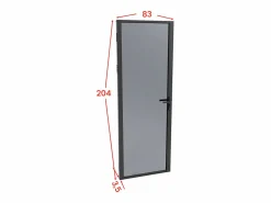 Hot Vente-unique Bloque de puerta reversible de aluminio y vidrio templado ahumado - Alt. 204 x An. 83 cm - - LOXTON Negro
