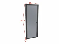 Hot Vente-unique Bloque de puerta reversible de aluminio y vidrio templado ahumado - Alt. 204 x An. 83 cm - - LOXTON Negro