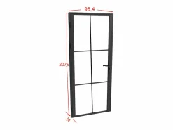 Vente-unique Bloque de puerta reversible de aluminio y vidrio templado - Alt. 204 x An. 93 cm - SEROTO
