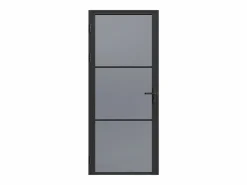 New Bloque de puerta reversible de aluminio y vidrio ahumado - Alt. 204 x An. 93 cm - - MASERU Puerta Con Marco