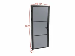New Bloque de puerta reversible de aluminio y vidrio ahumado - Alt. 204 x An. 93 cm - - MASERU Puerta Con Marco