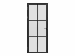 Vente-unique Bloque de puerta reversible de aluminio y vidrio translúcido - Alt. 204 x An. 73 cm - - SEROTO Negro