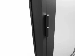 Vente-unique Bloque de puerta reversible de aluminio y vidrio translúcido - Alt. 204 x An. 73 cm - - SEROTO Negro