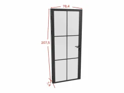 Vente-unique Bloque de puerta reversible de aluminio y vidrio translúcido - Alt. 204 x An. 73 cm - - SEROTO Negro