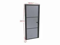 Outlet Vente-unique Bloque de puerta reversible de aluminio y vidrio ahumado - Alt. 204 x An. 83 cm - - MASERU Negro