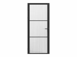 Vente-unique Bloque de puerta reversible de aluminio y vidrio texturizado - Alt. 204 x An. 73 cm - - MASERU