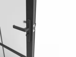 Vente-unique Bloque de puerta reversible de aluminio y vidrio translúcido - Alt. 204 x An. 93 cm - - SEROTO