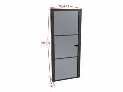 Sale Bloque de puerta reversible de aluminio y vidrio ahumado - Alt. 204 x An. 73 cm - - MASERU Puerta Con Marco