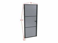 Sale Bloque de puerta reversible de aluminio y vidrio ahumado - Alt. 204 x An. 73 cm - - MASERU Puerta Con Marco