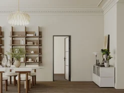 Vente-unique Bloque de puerta reversible de aluminio y vidrio translúcido - Alt. 204 x An. 93 cm - - MASERU