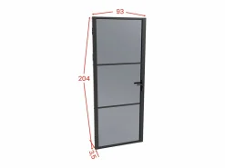 Vente-unique Bloque de puerta reversible de aluminio y vidrio translúcido - Alt. 204 x An. 93 cm - - MASERU