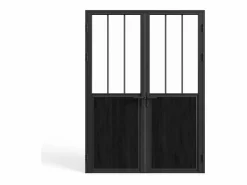 Vente-unique Bloque de puerta taller doble reversible de aluminio, MDF y vidrio templado - Alt. 204 x An. 2 x 73 cm - ERMELO