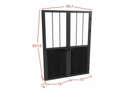 Vente-unique Bloque de puerta taller doble reversible de aluminio, MDF y vidrio templado - Alt. 204 x An. 2 x 73 cm - ERMELO