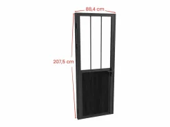 Hot Bloque de puerta taller reversible de aluminio, MDF y vidrio templado - Alt. 204 x An. 83 cm - ERMELO Puerta Con Marco